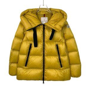 Moncler Womens Yellow Puffer Jacket With Hood & Zip Pockets